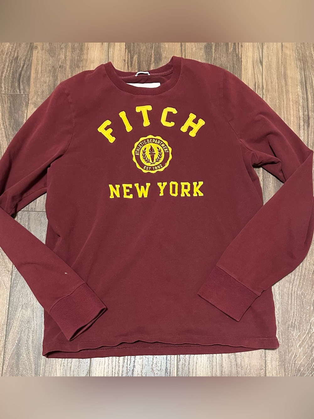 Y2K Abercrombie and Fitch Muscle Long Sleeve Embroidered Maroon XL T-Shirt